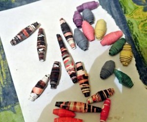 Beads made from old magazines